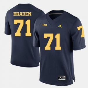 College Football Men's Navy Blue Ben Braden Wolverines Jersey #71