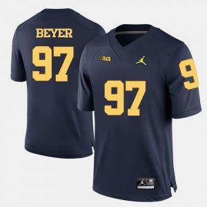Men's College Football #97 Brennen Beyer Michigan Wolverines Jersey Navy Blue