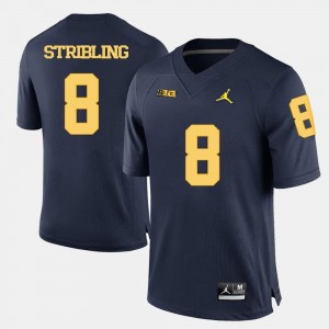 Channing Stribling Michigan Wolverines Jersey Men #8 Navy Blue College Football
