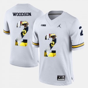 #2 For Men's White Player Pictorial Charles Woodson Michigan Jersey