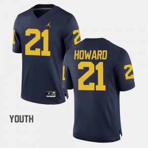 #21 desmond Howard Michigan Jersey Youth(Kids) College Football Navy