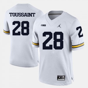 White Fitzgerald Toussaint University of Michigan Jersey For Men #28 College Football