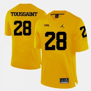 Mens Yellow #28 Fitzgerald Toussaint Michigan Jersey College Football