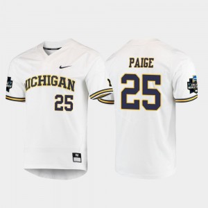 2019 NCAA Baseball College World Series For Men's Isaiah Paige Michigan Wolverines Jersey White #25