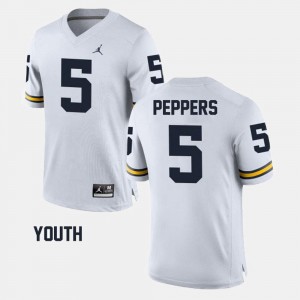 Jabrill Peppers Michigan Jersey White Alumni Football Game #5 Youth(Kids)