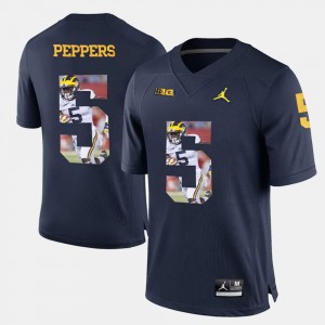 Navy Blue #5 Men's Player Pictorial Jabrill Peppers Michigan Wolverines Jersey