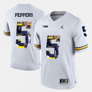 #5 Men's Player Pictorial Jabrill Peppers Michigan Jersey White