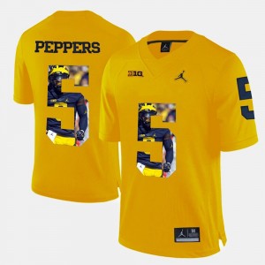Jabrill Peppers University of Michigan Jersey #5 Men Yellow Player Pictorial