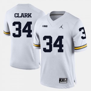 For Men White College Football #34 Jeremy Clark University of Michigan Jersey