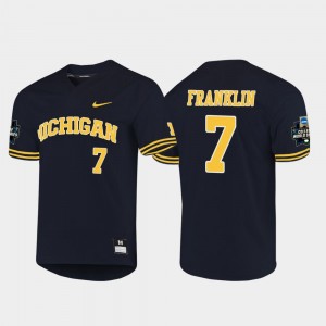 #7 2019 NCAA Baseball College World Series Men Navy Jesse Franklin Michigan Wolverines Jersey