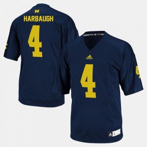 Jim Harbaugh Michigan Jersey #4 Mens College Football Navy