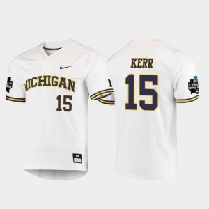 #15 2019 NCAA Baseball College World Series For Men White Jimmy Kerr Michigan Wolverines Jersey