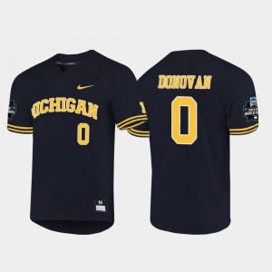 #0 Navy Joe Donovan Wolverines Jersey Men's 2019 NCAA Baseball College World Series