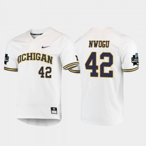 Men's Jordan Nwogu University of Michigan Jersey 2019 NCAA Baseball College World Series #42 White
