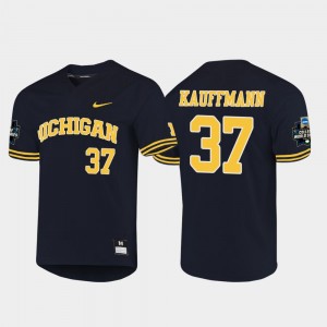 Men 2019 NCAA Baseball College World Series Karl Kauffmann Michigan Wolverines Jersey #37 Navy