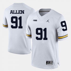 White Kenny Allen Michigan Jersey For Men's College Football #91