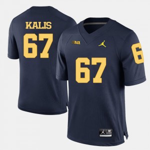 Navy Blue #67 College Football For Men's Kyle Kalis University of Michigan Jersey