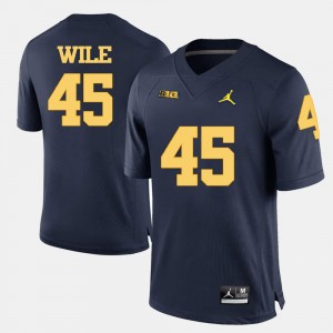 Navy Blue #45 College Football For Men's Matt Wile Michigan Wolverines Jersey