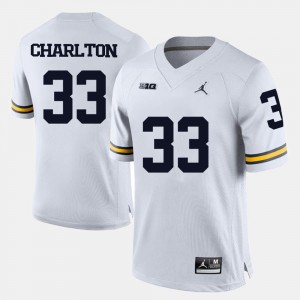 #33 White College Football Mens Taco Charlton Michigan Jersey