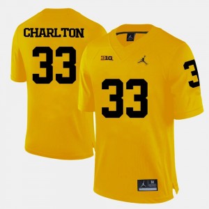 Yellow #33 For Men Taco Charlton University of Michigan Jersey College Football