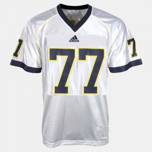 #77 College Football White For Men Taylor Lewan University of Michigan Jersey