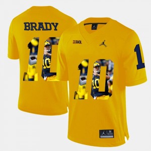#10 Yellow Mens Tom Brady University of Michigan Jersey Player Pictorial