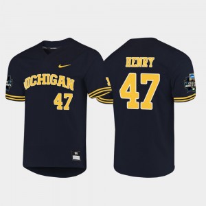 Men Tommy Henry University of Michigan Jersey Navy 2019 NCAA Baseball College World Series #47