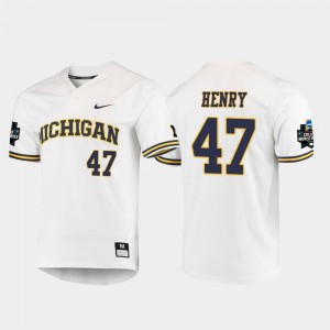 Tommy Henry Wolverines Jersey 2019 NCAA Baseball College World Series Men #47 White
