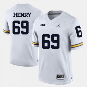 #69 White For Men College Football Willie Henry Michigan Wolverines Jersey