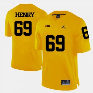 #69 College Football Mens Willie Henry Michigan Wolverines Jersey Yellow