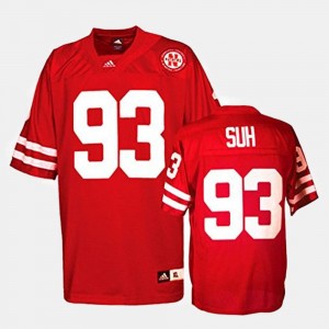 #93 Red College Football Ndamukong Suh University of Nebraska Jersey For Kids