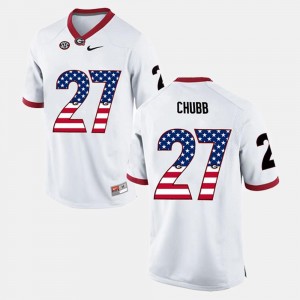 US Flag Fashion #27 Mens Nick Chubb University of Georgia Jersey White