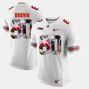 White #80 Noah Brown Ohio State Buckeyes Jersey Pictorial Fashion For Men