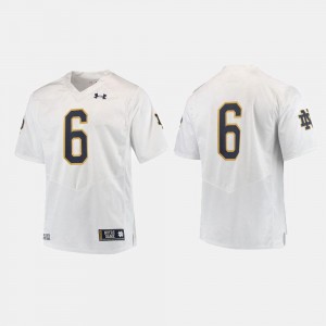College Football For Men's #6 White University of Notre Dame Jersey