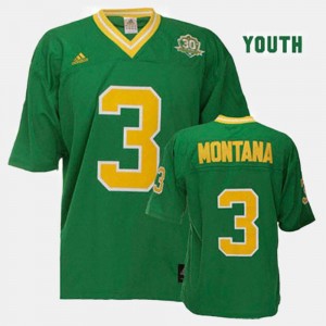 Green Joe Montana Fighting Irish Jersey College Football #3 Youth(Kids)