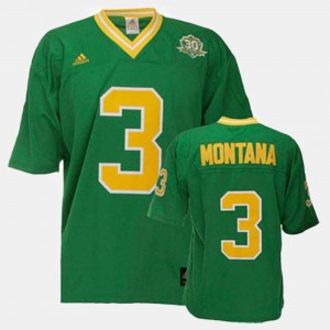 College Football #3 Green Men Joe Montana UND Jersey