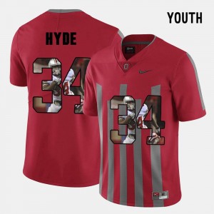 For Kids CameCarlos Hyde Ohio State Buckeyes Jersey Pictorial Fashion #34 Red