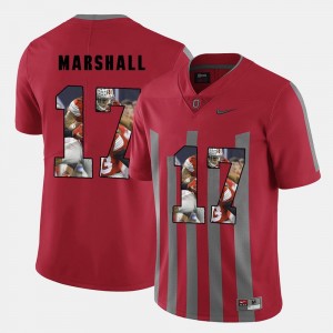 Men Pictorial Fashion Red Jalin Marshall Ohio State Jersey #17