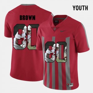 Red Pictorial Fashion Noah Brown Ohio State Jersey #80 Youth(Kids)