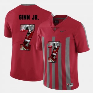 Red #7 Ted Ginn Jr. Ohio State Jersey Pictorial Fashion Mens