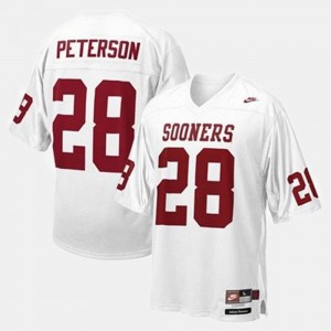 White #28 Adrian Peterson Sooners Jersey College Football Mens