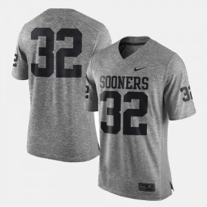 For Men's #32 OU Jersey Gridiron Gray Limited Gray