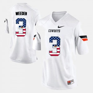 #3 Mens Brandon Weeden OSU Cowboys Jersey US Flag Fashion White