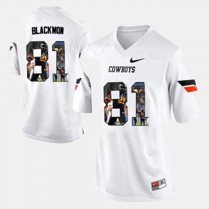 White For Men's #81 Player Pictorial Justin Blackmon OSU Cowboys Jersey