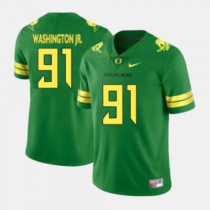 College Football Green #91 Tony Washington Jr. University of Oregon Jersey Mens