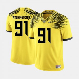 Men's Tony Washington Jr. Oregon Ducks Jersey #91 Yellow College Football