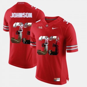 #33 Scarlet Pete Johnson Ohio State Jersey For Men Pictorial Fashion