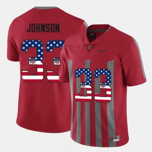 For Men's Pete Johnson Ohio State Buckeyes Jersey Scarlet #33 US Flag Fashion