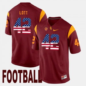 Ronnie Lott USC Trojans Jersey #42 Mens US Flag Fashion Maroon