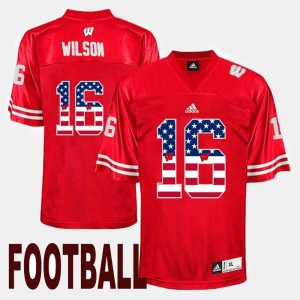 Russell Wilson Wisconsin Badgers Jersey Men's #16 Red US Flag Fashion